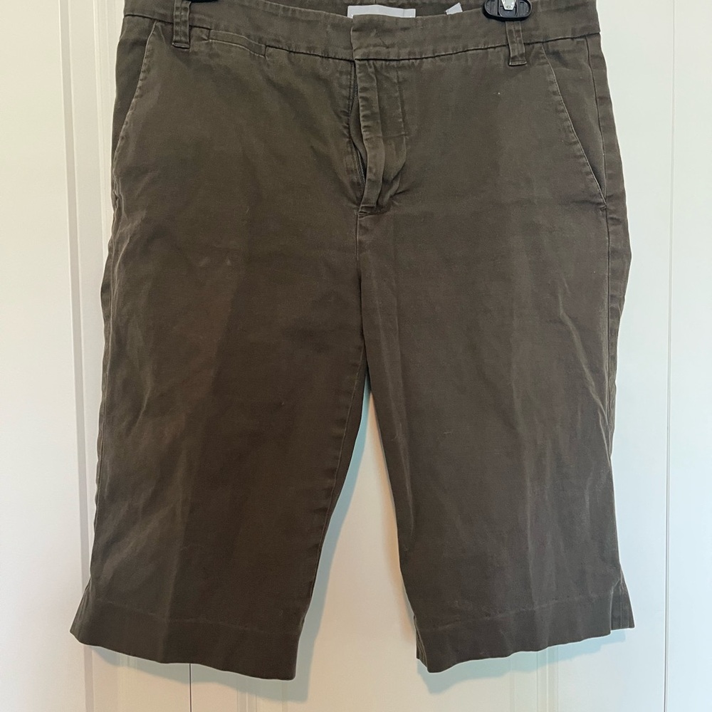 Vince Olive Brown Flat Front Shorts, Size 8